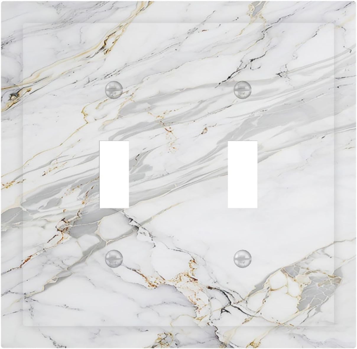Decorative Switch Plate Covers Gray Gold Marble Abstract Modern Luxury 2 Gang Double Toggle Light Switch Cover Plate Electrical Wall Plate Outlet Cover for Bedroom Home Decor