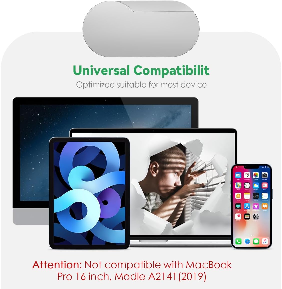 CloudValley Ultra-Thin Metal Webcam Cover for MacBook Pro/iPad/Laptop - 0.015" Privacy Camera Protector with 3M Adhesive (2-Pack) No Residue, Universal Fit for Laptop Accessories (Silver)