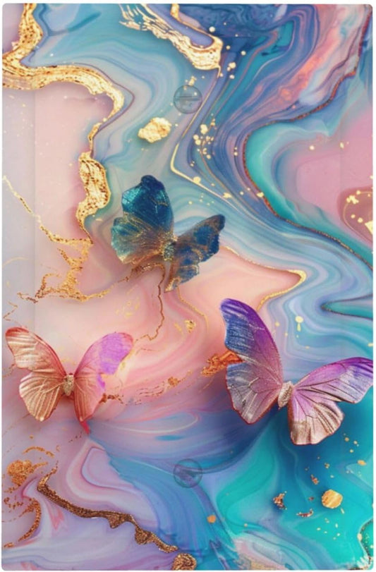 Colorful Marble Butterfly Gold Glitter Abstract Print Light Switch Cover Plate 1 Gang No Device Blank Electrical Wall Plates Faceplate Decorative Switch Plate for Bed Room Living Room Decor