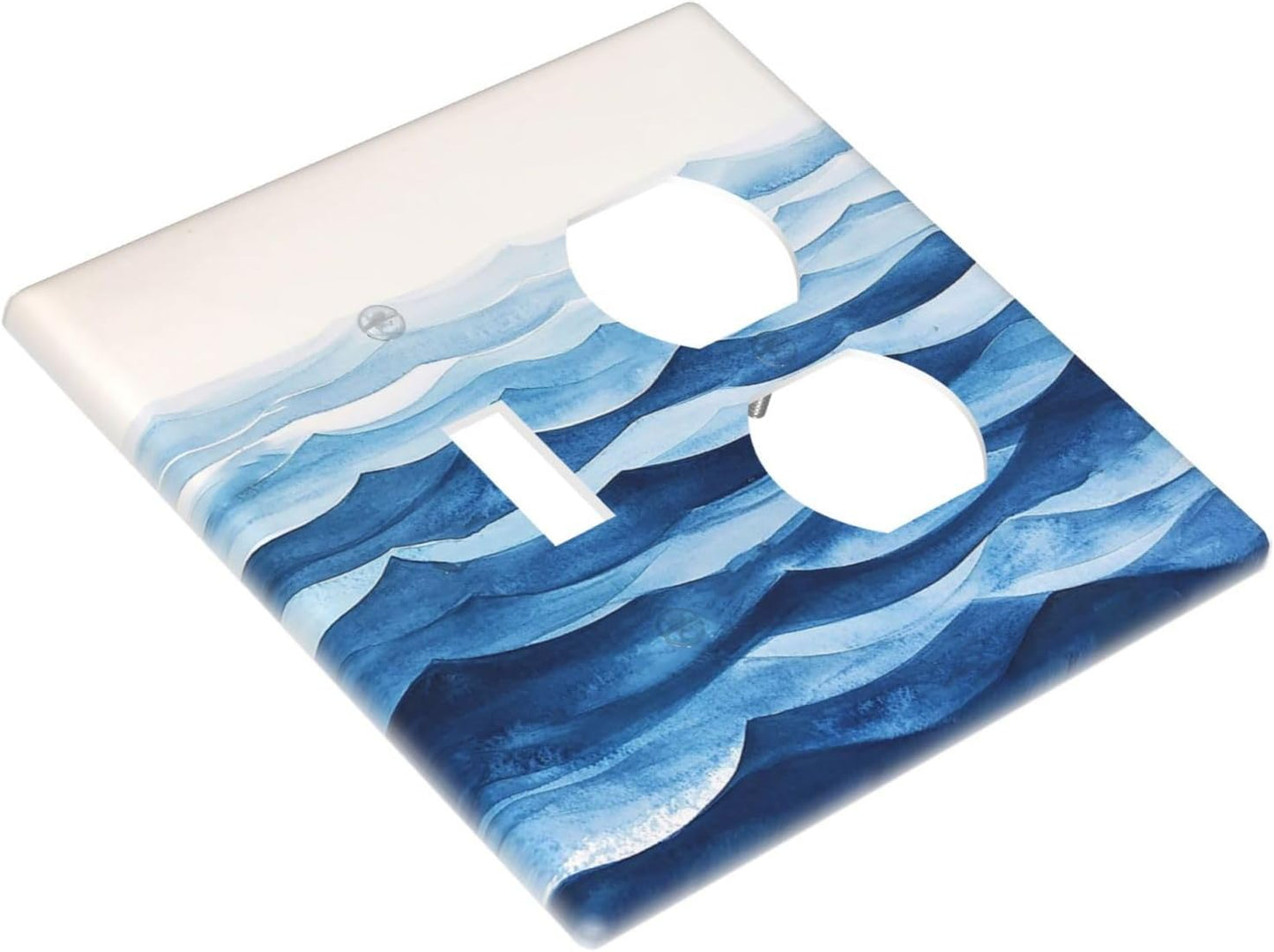 Outlet Covers Blue Watercolor Textured Abstract Ocean Wave 1 Toggle 1 Duplex Switch Plate Covers Electrical Light Switch Cover Plate Decorative Wall Plate Socket Cover for Bedroom living Room Decor