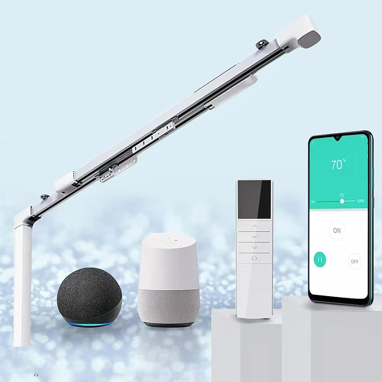 TIPIACE Rechargeable Motorized Curtain tracks to Remote Control Ceiling Mount Electric Retractable Curtain Rail Compatible with Alexa Google Home via Hub (L 94-177 inch OR 240cm - 450cm)