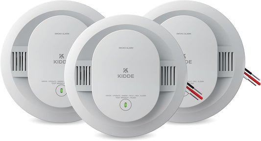 Kidde Hardwired Smoke Detector for Home, AA Battery Backup Alarm, Interconnectable, LED Notifications, 3-Pack