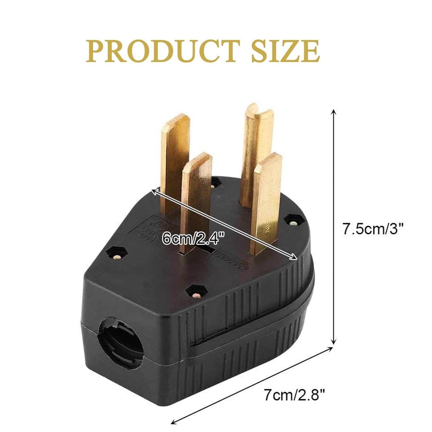 Nema 14-50P Plug 50 Amp 125/250 Volt Plug with 3 Pole 4 Wire Heavy Duty Spec Industrial Grade for Dryer and Ranges