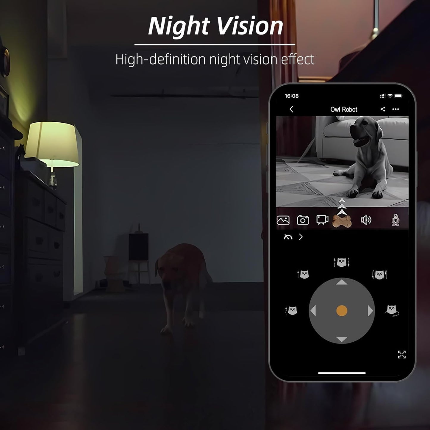 Owl Robot,Pet Camera Treat Dispenser Interactive Toy for Dogs Cats with Remote Phone App Control