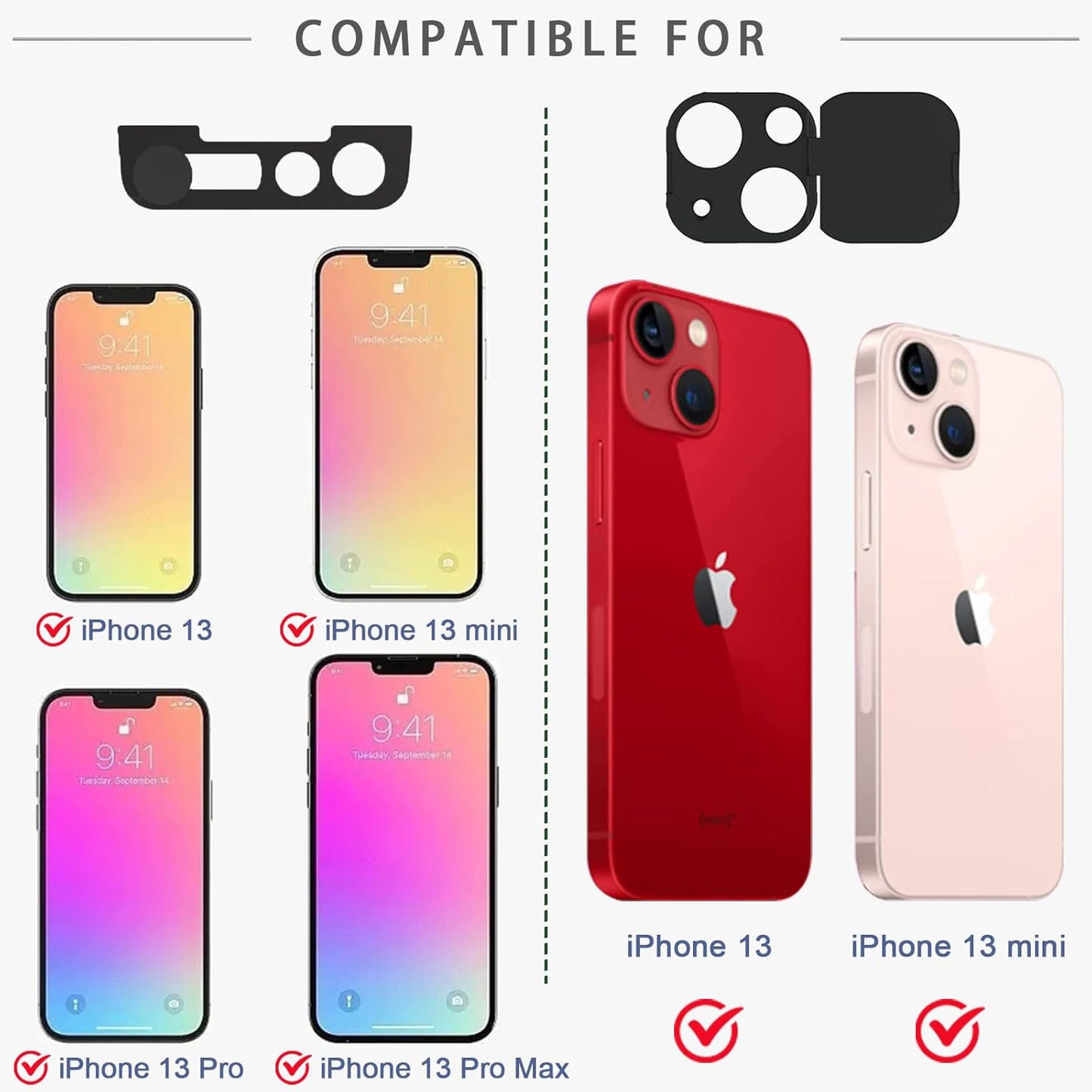 Privacy Cover Compatible for iPhone13 /iPhone 13 Mini with iPhone 13 Front Camera Cover,Protect Privacy and Security But Not Affect Facial Recognitionty But Not Affect Facial Recognition（2Pack）