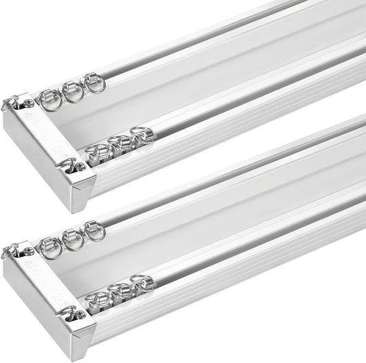 ZSHINE Heavy-Duty Curtain Conjoined Double Track rails Ceiling Mounting for Living Room Bedroom Room Divider (White 6.6ft 2sets)