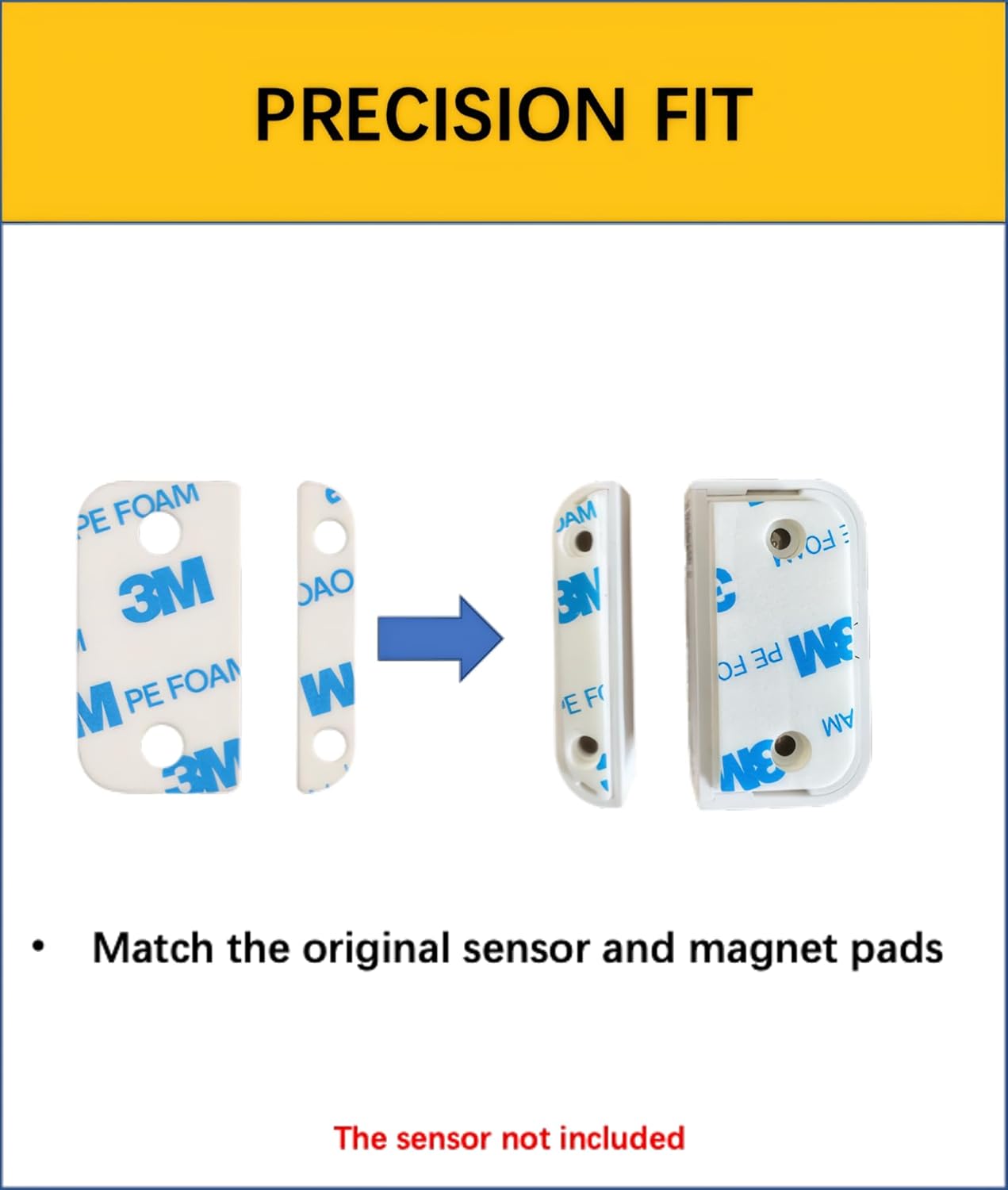 Adhesive Replacement Strips for Ring Contact Sensor 2nd Gen - Pre-Cut Double-Sided Tape 12-Pack (12Sensor&12Magnet Pads), No Cutting Needed, Secure Mounting for Door/Window Alarm Systems (6 Pack)