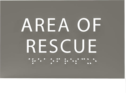 6" X4" Area of Rescue Sign - ADA Compliant Tactile Graphics Grade 2 Braille Text Wall Sign | Emergency Assistance, Refuge Place Sign for Schools, Offices, Apartments & Restaurants