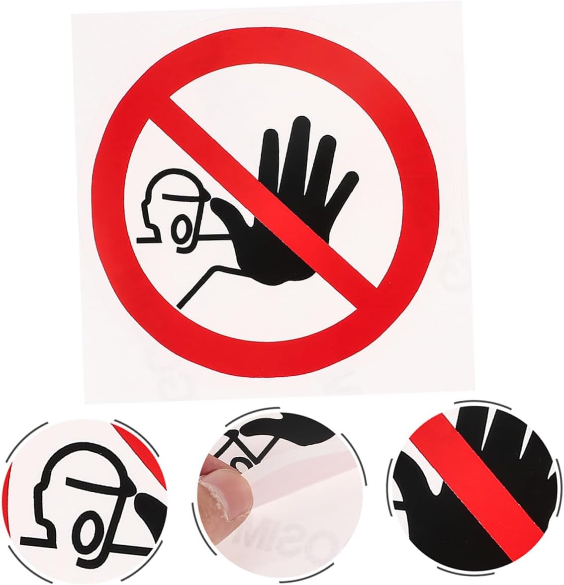 5pcs No Admittance Warning Signs Self-Adhesive Safety Decals Caution Stickers for Factories Construction Sites and Hazardous Areas Vinyl