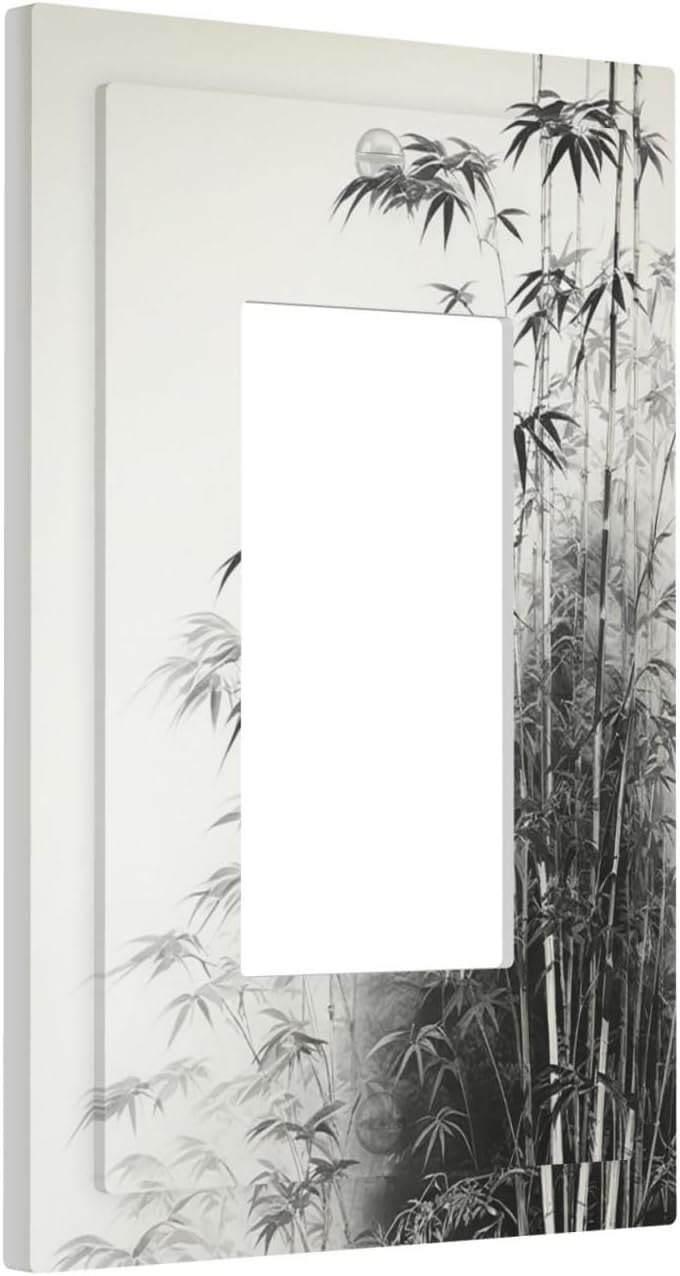 Outlet Covers Watercolor Vintage Ink Bamboo Forest 1 Gang Wall Plates Single Rocker Light Switch Covers Decorative Switch Plates Electrical GFCI Panel Covers for Home Office Decor 5 X 3 IN