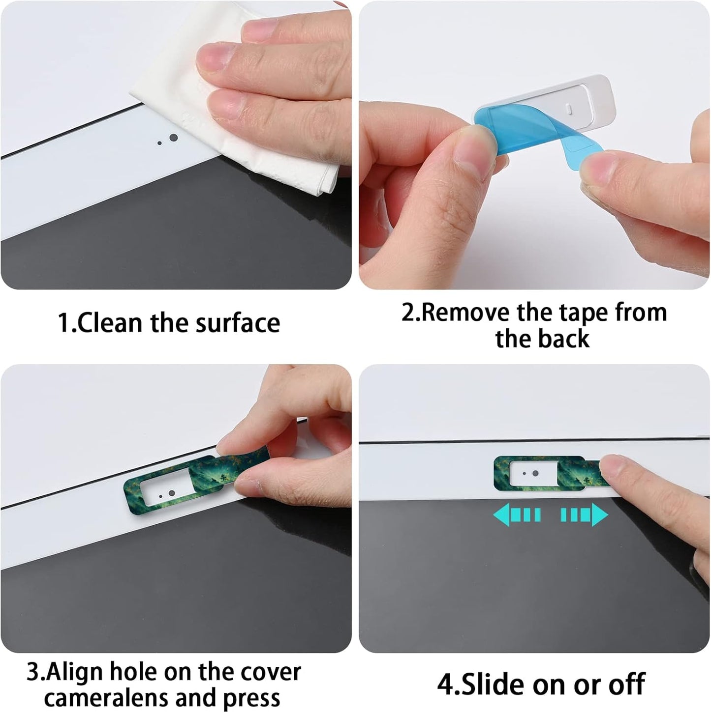 Webcam Cover, 3 Pieces, Laptop Camera Cover, Privacy Shielding Capacity is Twice as Big as The Traditional, Suitable for Computer Mobile Phones, laptops, Tablets and so on (Forest)