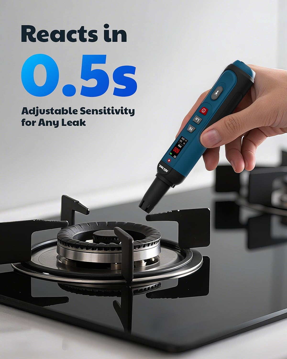 AGT-1988 Rechargeable Natural Gas Detector, Gas Leak Detector with TFT Display, 0.5s Response, 0–9999PPM Range, Portable for Detecting Combustible Leaks Like Propane, Methane for Home & RV