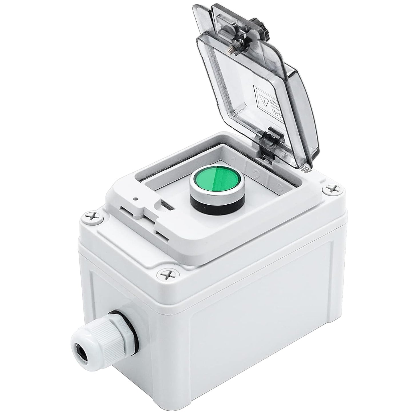 IP67 Button Switch Outdoor Waterproof Box Green Self-Locking Junction Box Button with Protective Cover Anti-misoperation Switch(AC/DC 6A-110V/3A-240V/2.5A-380V)