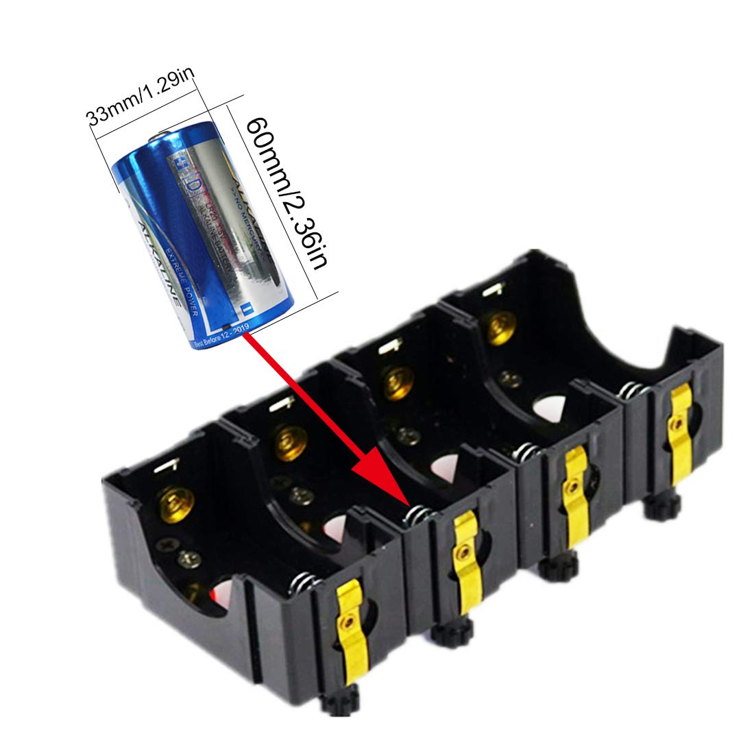 6pcs Series or Parallel D Battery Holder:Used for Physics Laboratory,School Electronic Experimenting,Great for Demos Teaching Basic Principles of Electricity & How a Simple Circuit Works