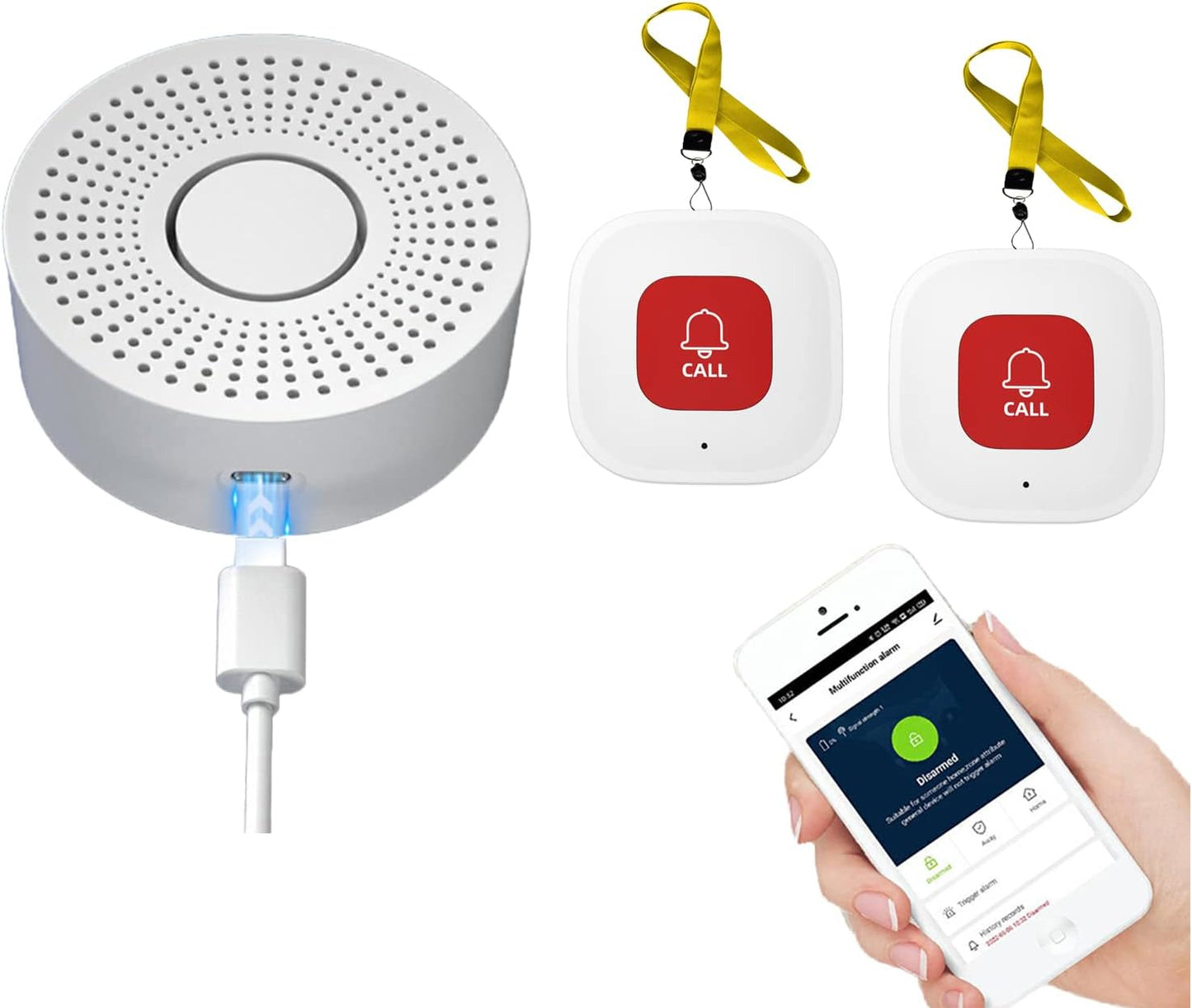 WiFi Caregiver Pager Call Button Wireless Nurse Alert Call Bell Emergency Alert Pager at Home for Elderly Patients