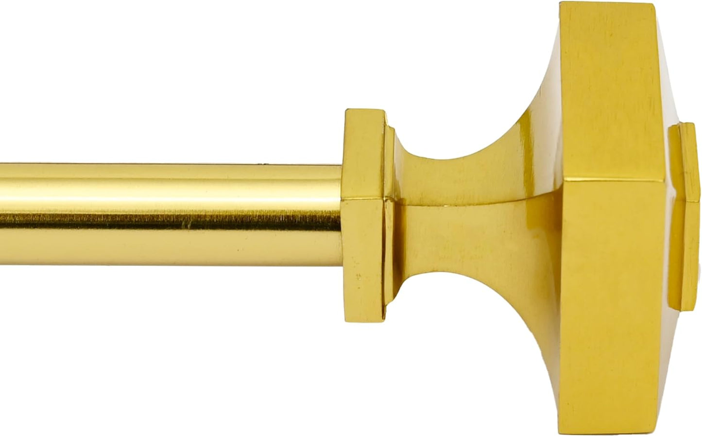Deco Window Adjustable Golden Curtain Rod for Windows 44 to 120 Inch (Pack of 1) Extendable Heavy Duty 3/4 Inch Iron Drapery Pole with Stacked Square Finials (Gold)