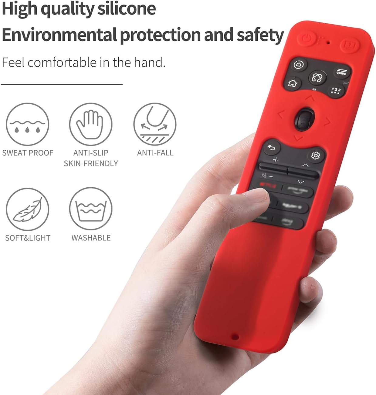 Silicone Case for LG MR25GA Remote Cover Compatible with 2025 LG OLED Smart TV C5 B5 G5 M5 Series Remote Protective Case Cover (red)