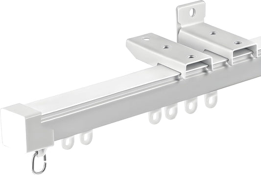 Retractable Curtain Track System, 13.5-15.1ft/161.4-181.1in Ceiling & Wall Mounting Aluminum Heavy Duty Track for Curtains with Silent Rollers, Adjustable Rod Rail for Room Divider/Shower/Living Room
