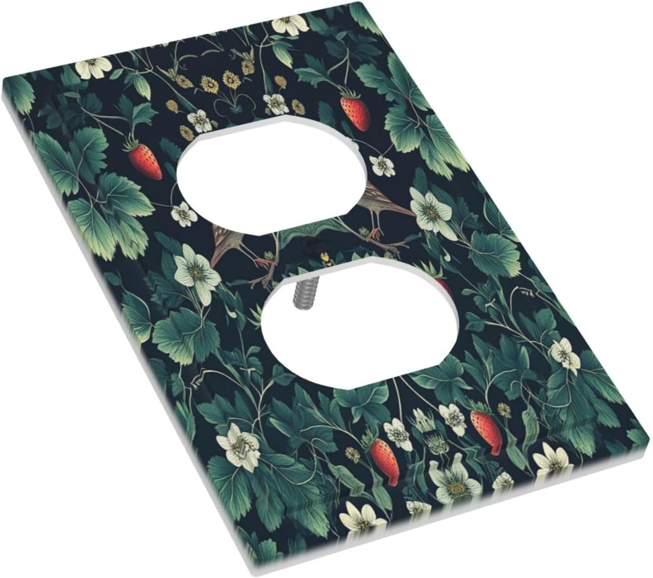 Outlet Covers Strawberry Birds Flowers Plant Morris Floral 1 Gang Duplex Wall Plate Decorative Switch Plates Electrical Receptacle Faceplate Light Switch Cover for Bedroom Farmhouse Decor