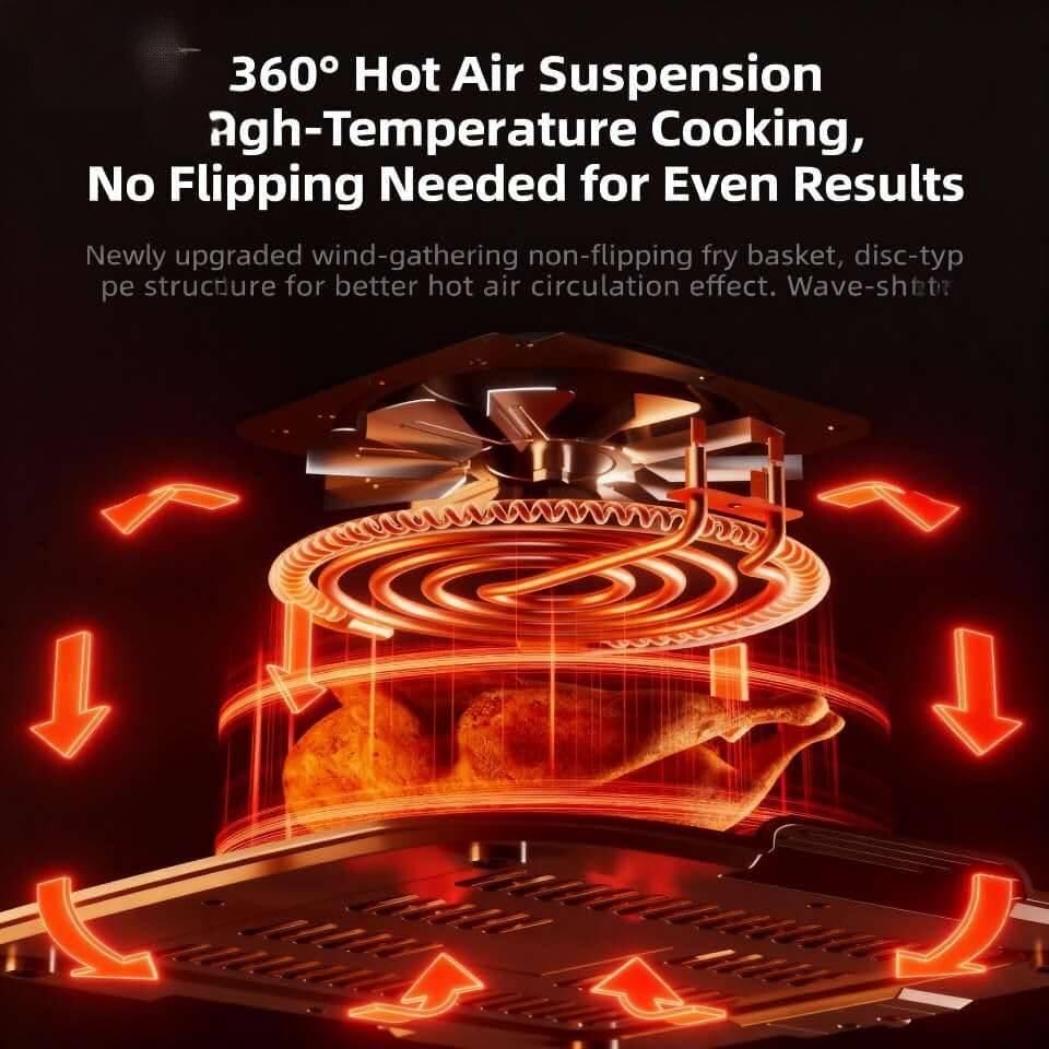 6-in-1 Stainless Steel Smart Air Fryer 11-Quart Extra-Large Capacity 360° Hot Air Circulation Rack Rapid Airflow Ideal for home frying, baking, roasting, and other diverse cooking needs.