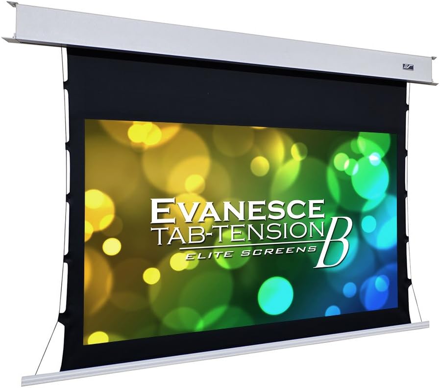 Elite Screens Evanesce Tab-Tension B, 100-inch 16:9, 4K / 8K HD, Recessed in-Ceiling Electric Tab Tensioned Projector Screen, Matte White Projection Screen Surface Programmed Remote Kit, ETB100HW3-E12