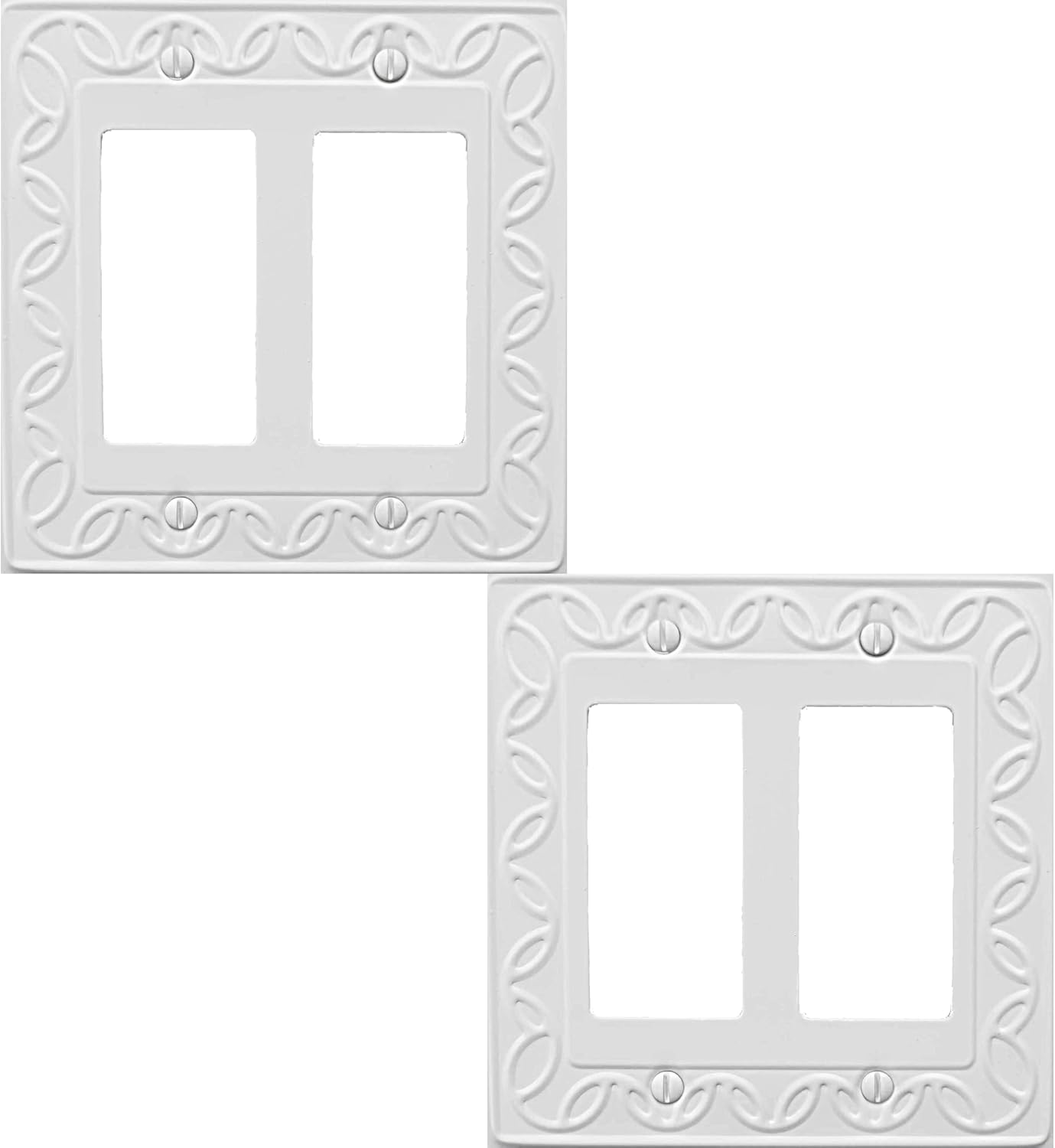 Double Decorator Light Switch Cover NovaBloom Metal Wall Plate, 2-Pack White 2 Gang Double Rocker, for Receptacle Dimmer GFCI Outlet Switch Cover Decorative Wallplate, Durable