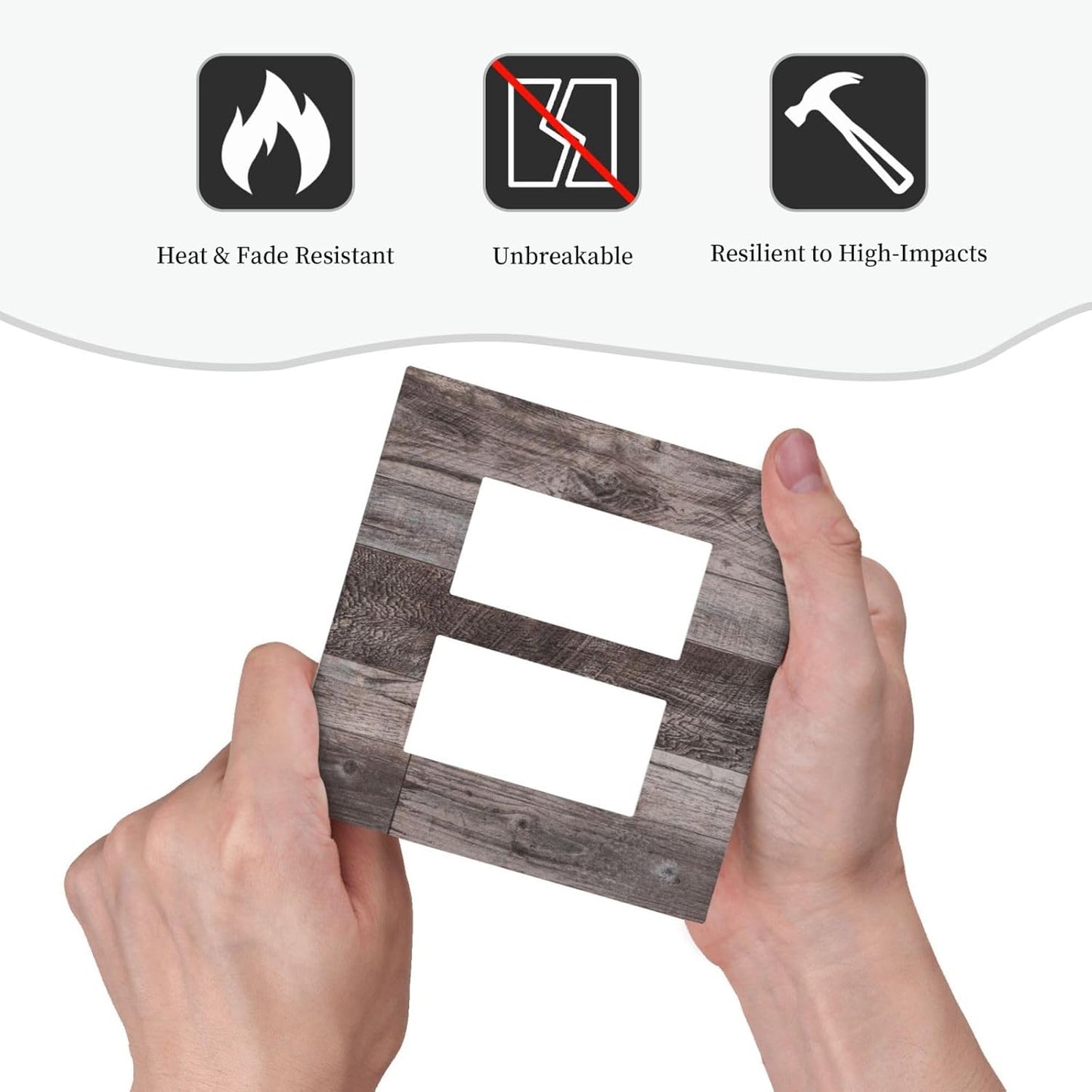 Decorative Outlet Covers Rustic Dark Grey Wood Retro Country Wooden 2 Gang Double GFCI Rocker Electrical Wall Panels Light Switch Cover Plate for Farmhouse Cabin Decor