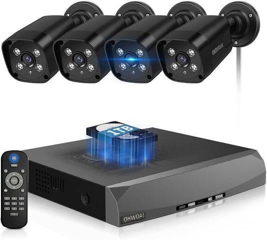 《4K Ultra HD & 100FT IR Night Vision》Wired Outdoor Security Camera System, POE Cameras for Home Security, NVR Video Surveillance Kit with Motion Detection