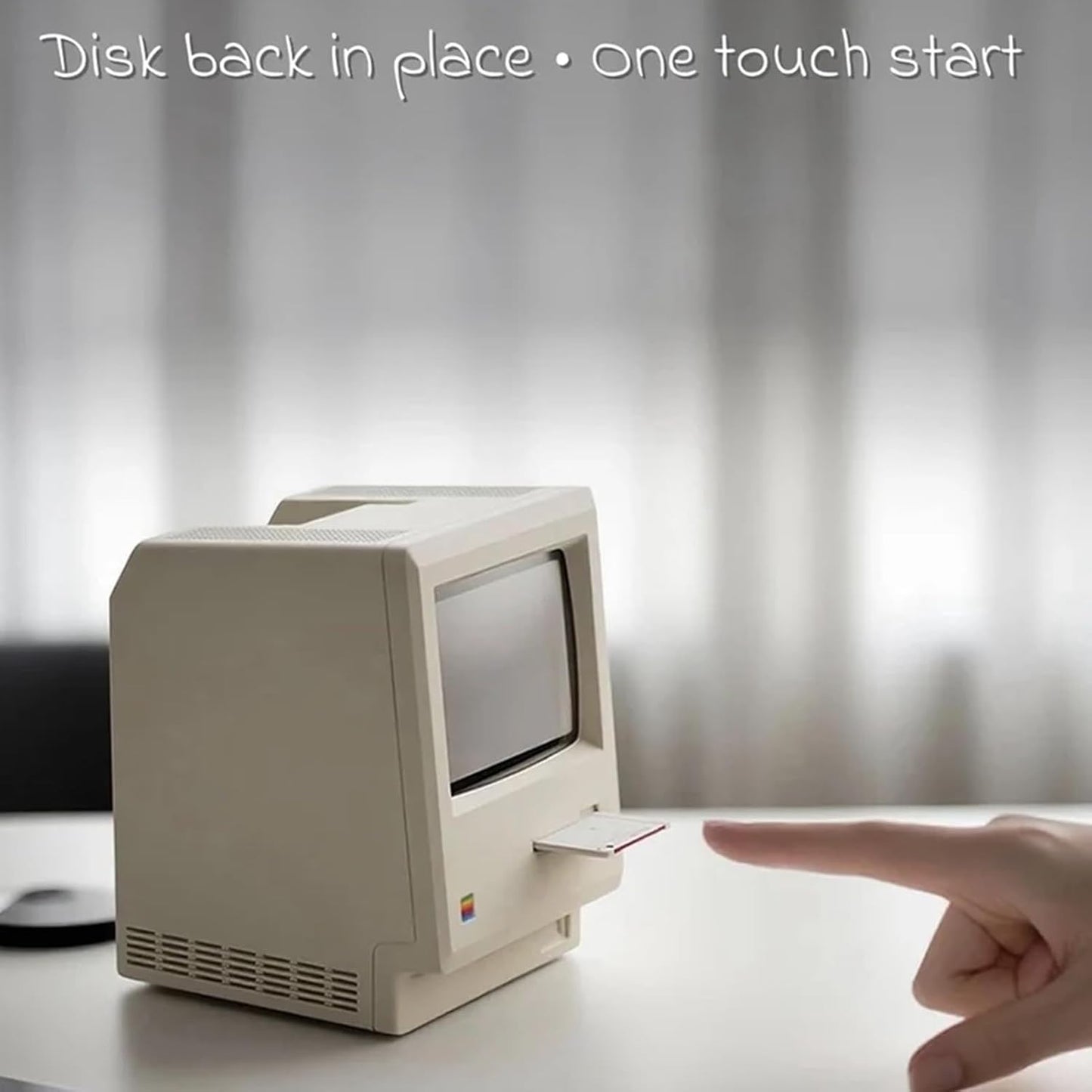 Maclock WB-8 Retro Pixel Alarm Clock, 1984 80s Computer Style Electronic Digital Clock with Large LCD Display, USB Desk Clock for Bedroom, Multiple Alarms, Calendar, Temperature, Adjustable Brightness