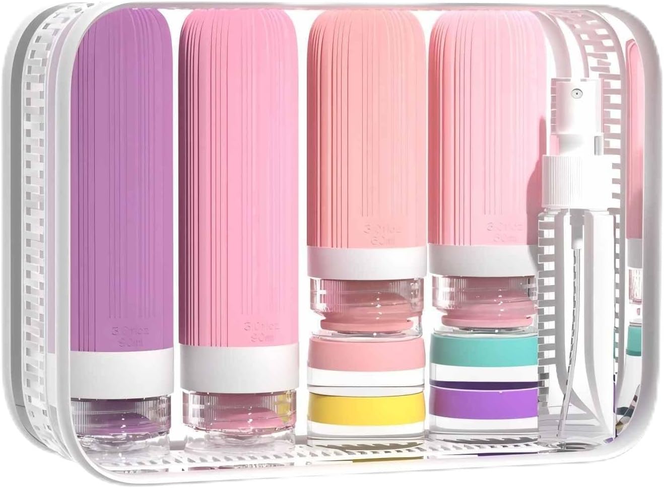 16 Pack 3.4oz Portable Travel Bottles, TSA Approved Leak-Proof Silicone Toiletry Containers, Refillable Squeezable for Shampoo, Conditioner, Cologne, Perfume & Lotion – On-the-Go Essentials