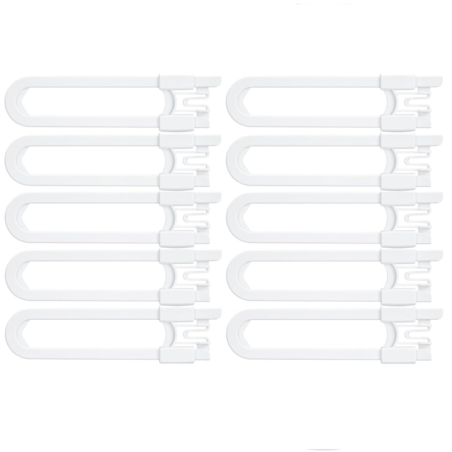 Vmaisi 10 Pack Baby Sliding Cabinet Locks - Adjustable U Shaped Child Safety Locks,Childproof Latches for Kitchen Bathroom Storage Cupboards Doors, Handles and Knobs White (10)