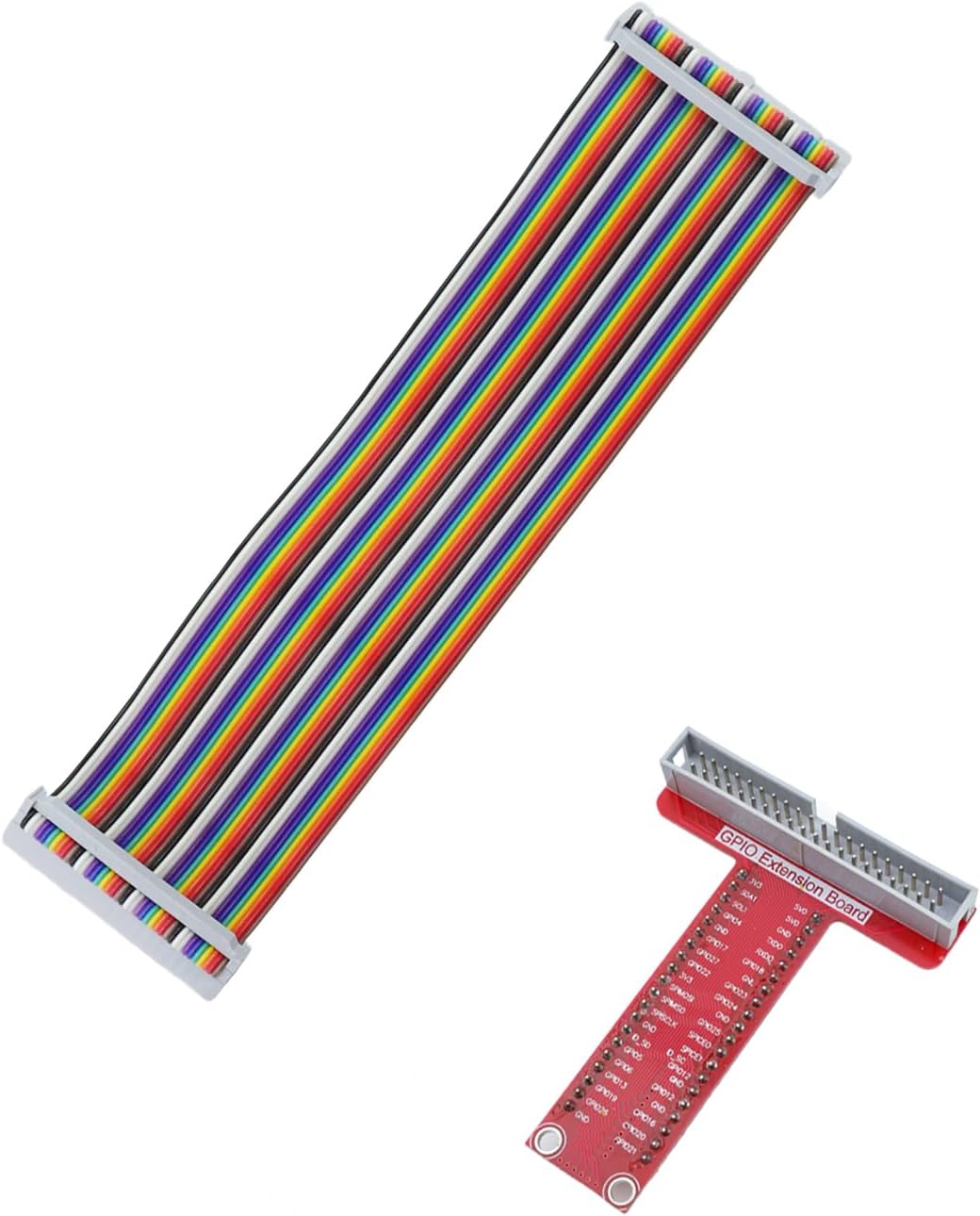 Quluxe 4 Set Flat Ribbon Cable RPi GPIO Breakout Expansion Board with Ribbon Cable Assembled T Type GPIO Adapter FC40 40Pin for Raspberry Pi B+ Kit