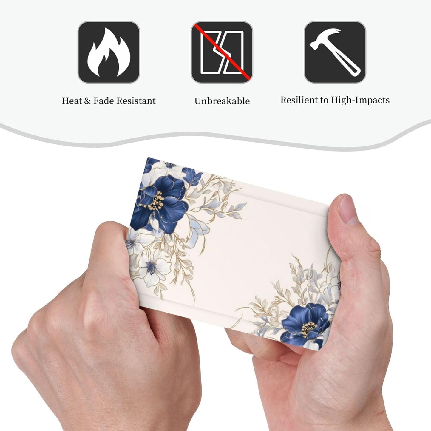 Decorative Light Switch Cover Plate Rustic Blue Beige Flower Peony Floral 1 Gang No Device Single Blank Outlet Covers Wall Plates for Electrical Outlets Faceplate for Bedroom Home Decor