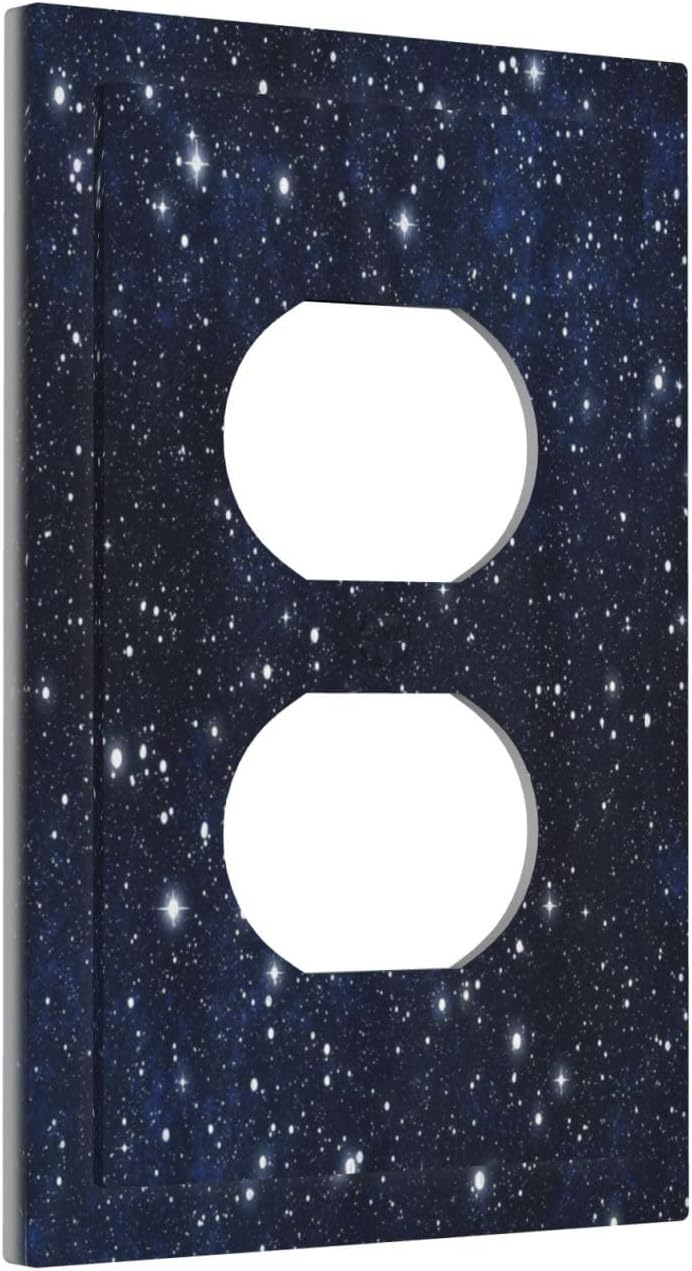 Wall Plate Decorative Light Switch Plate Covers Blue Night Sky Star Cosmic Starry Fantasy Galaxy Universe Space Single Duplex Switchplate 1 Gang Outlet Plate for Home Bedroom Bathroom Decor