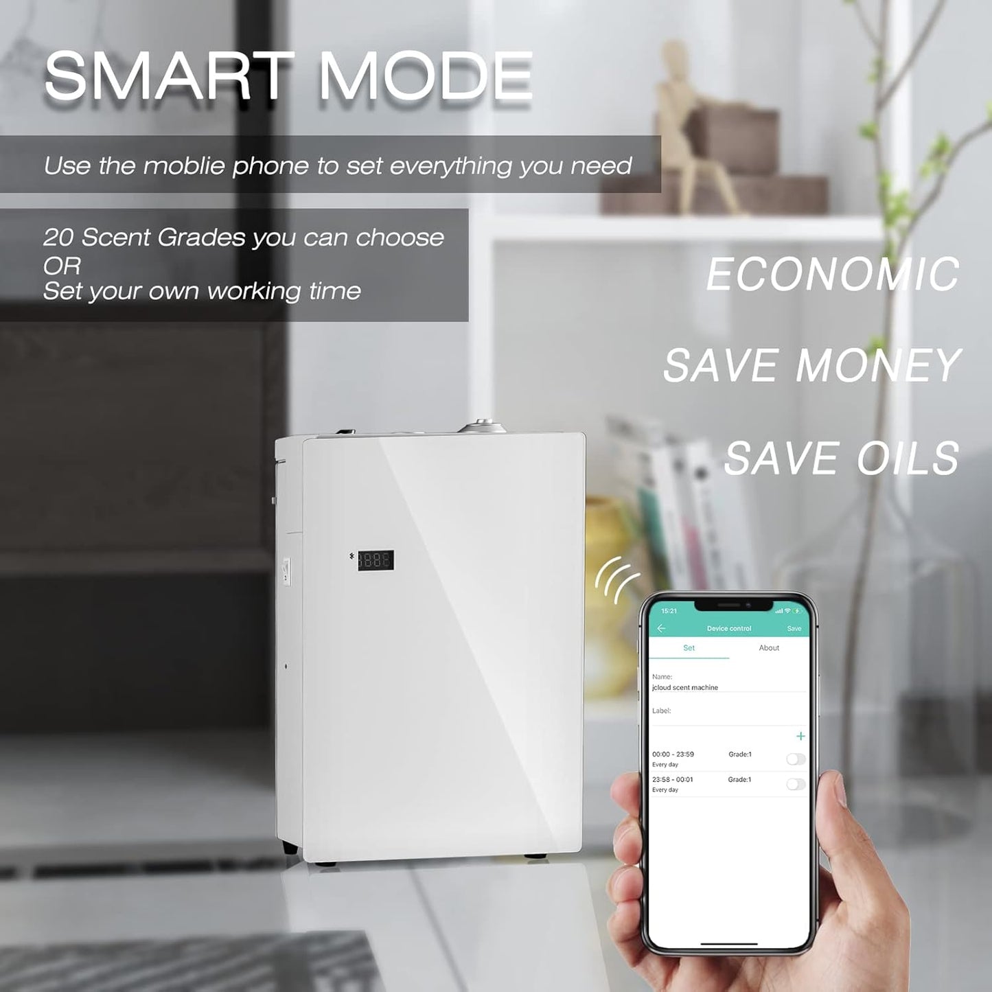 JCLOUD Smart Scent Air Machine Pro for Home, HVAC Scent Diffuser for Essential Oils 500ML with Cold Air Technology, Waterless Aromatherapy Diffuser Cover Up to 4500 Sq.Ft, White