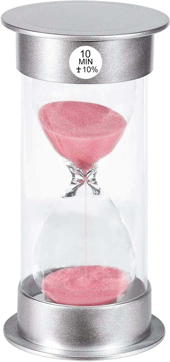 SuLiao 10 Minute Hourglass Timer Sand Clock, Unbreakable Pink Sand Watch 10 Min, Colorful Plastic Hour Glass Sandglass for Kids, Games, Decor, Classroom, Kitchen, Toothbrush Timer