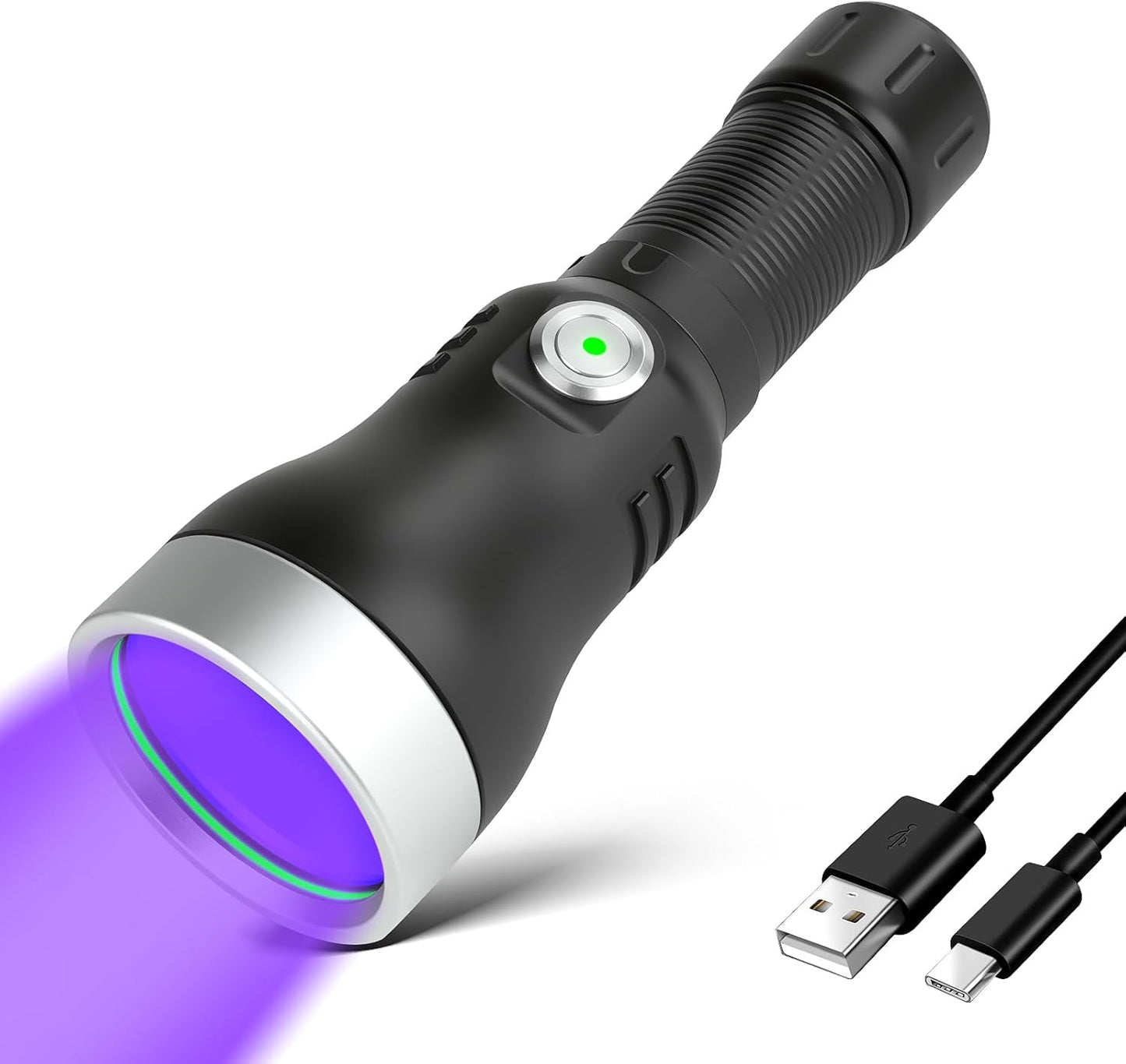 XLENTGEN 365nm High Power Black Mirror UV Light Detection Flashlight, UV Blacklight Light USB Rechargeable, Pet Urine Detector, Resin Curing, Blood Tracking, Appraisal, Fluorescent Detection