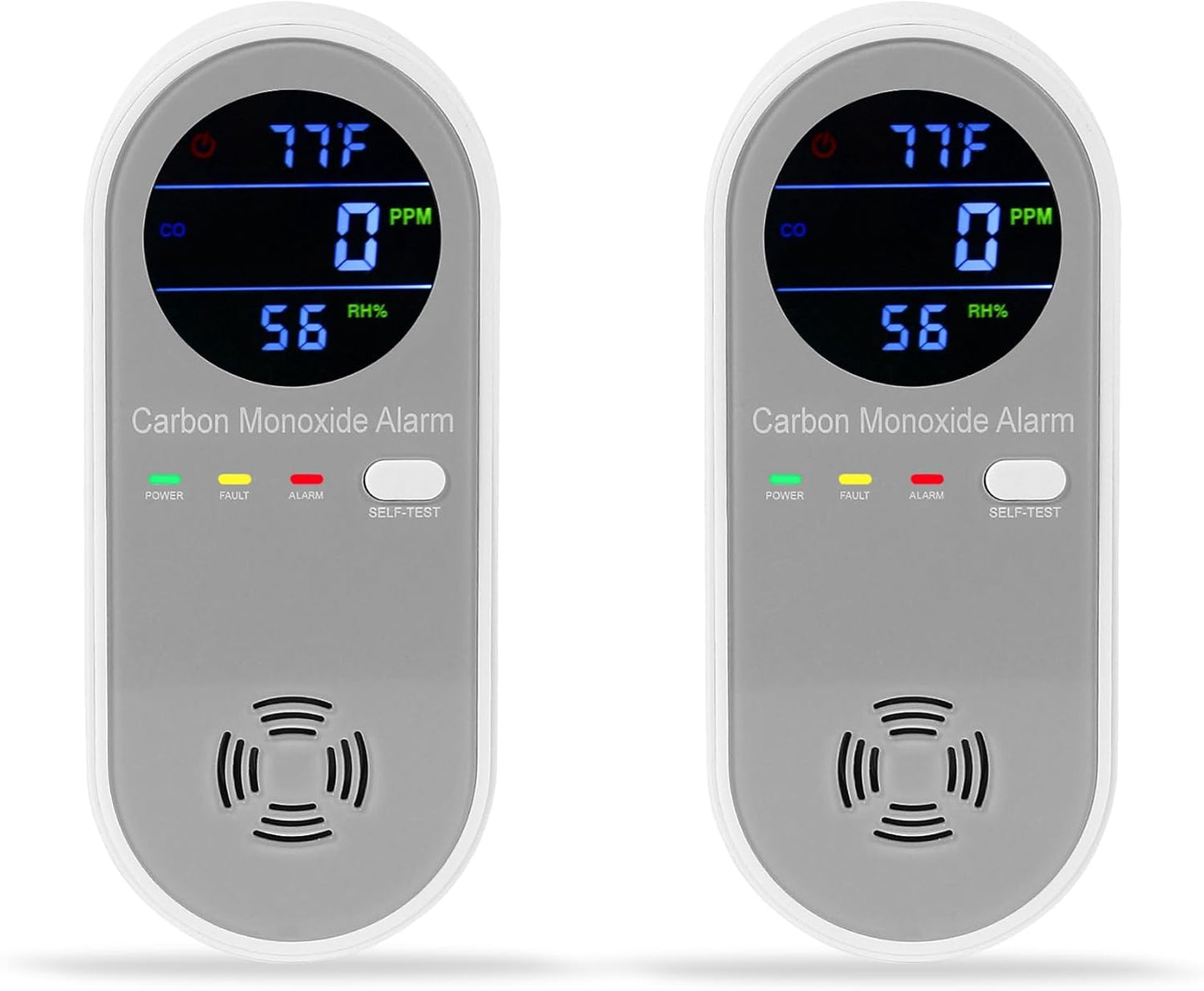 2 Packs Carbon Monoxide Detectors, Plug in Carbon Monoxide Alarm, 3-in-1 Real-time Digital Display Fahrenheit(°F) & Humidity, Co Detector Monitor for Home,RV,Apartment