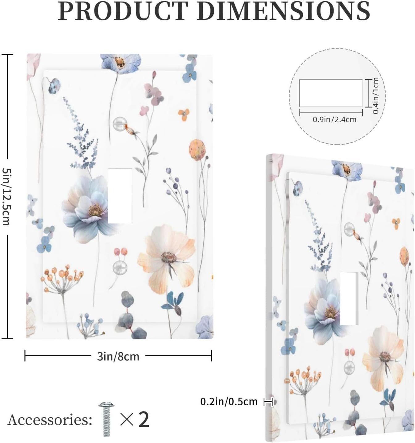 Wildflowers Plant Leaves Floral Berry Decorative Light Switch Cover 1 Gang Single Toggle Device Electrical Faceplate Switchplates Decorator Outlet Wall Plate for Bed Room Living Room Decor