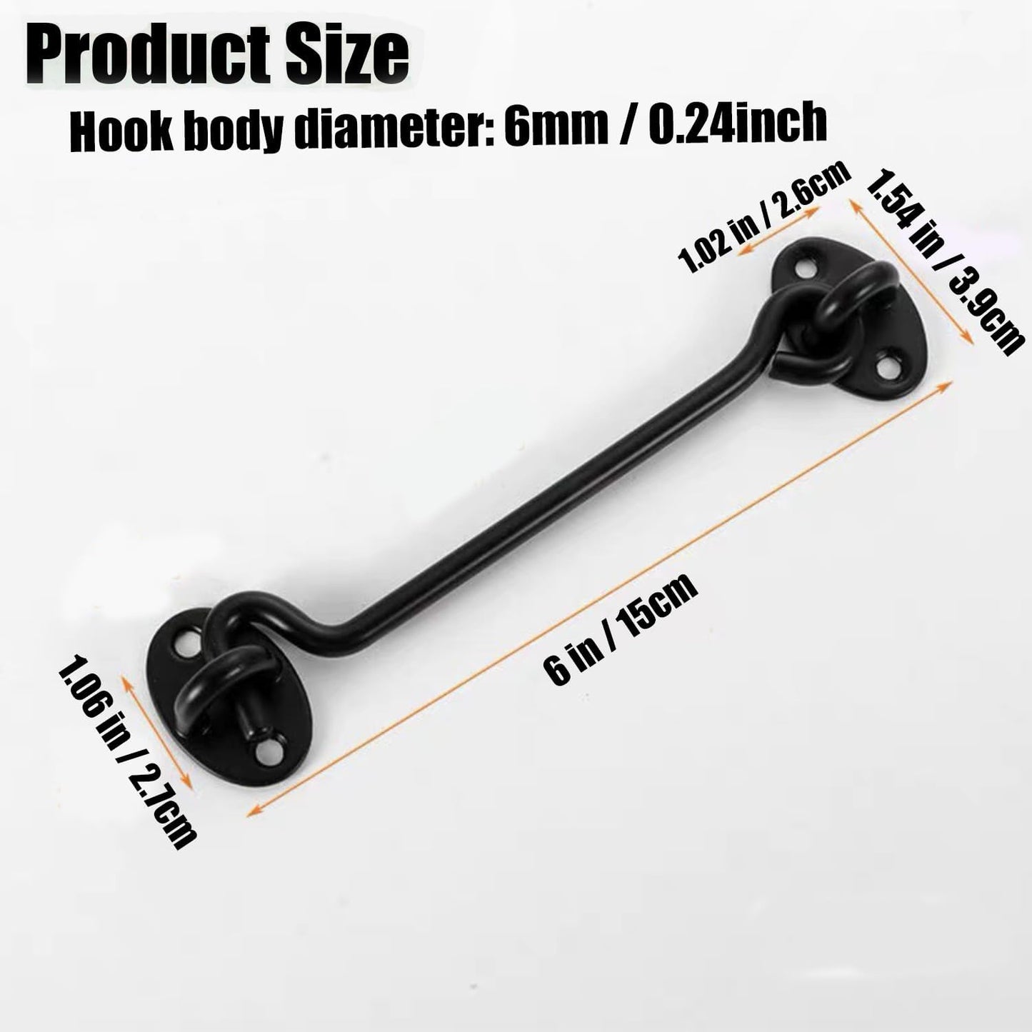 4 Pack Barn Door Latch Door Lock Hardware, Sliding Door Lock Eye Hook Latch with Screws, Rust-Resistant Metal Gate Latch, Privacy Hooks Latch for Inside Door, Wooden Fence