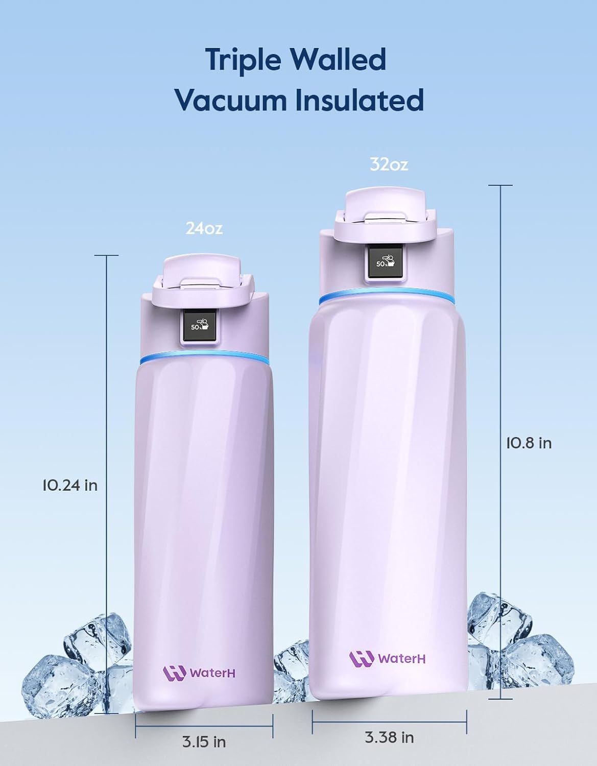 BOOST Smart Water Bottle that Reminds You to Drink, 24oz BPA-Free Stainless Steel Vacuum Insulated Bottle, Wide Mouth Water Tracker Bottle with APP, Ideal Gift for Christmas, New Year