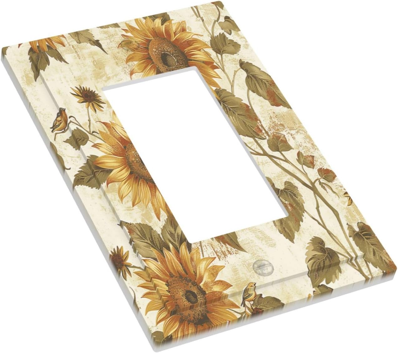 Decorative Outlet Covers Rustic Sunflower Floral Pattern 1 Gang Single Rocker Light Switch Cover Plate Wall Plates GFCI Faceplate for Bedroom Cabin Decor
