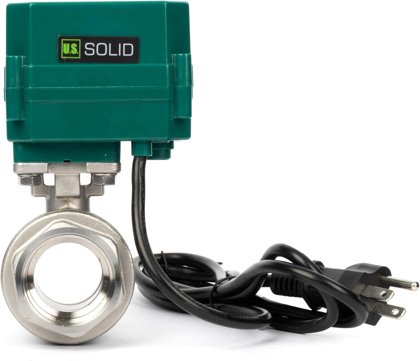 U.S. Solid 1-1/4" Motorized Ball Valve with US Plug 110VAC Stainless Steel Electrical Ball Valve,Auto Return, Normally Open