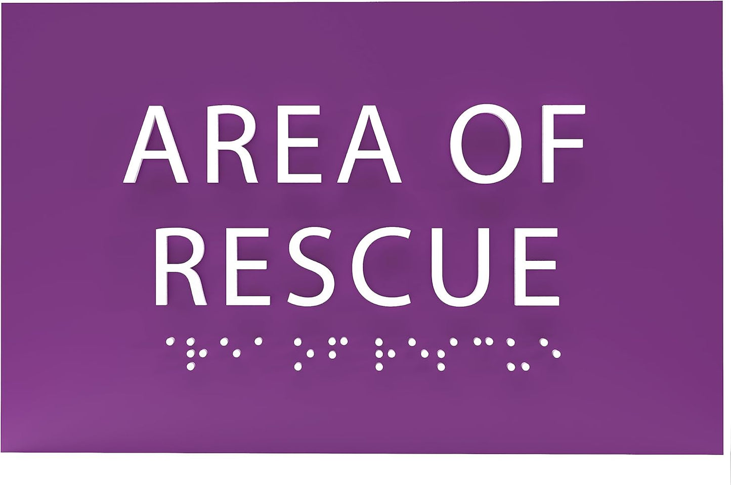 6" X4" Area of Rescue Sign - ADA Compliant Tactile Graphics Grade 2 Braille Text Wall Sign | Emergency Assistance, Refuge Place Sign for Schools, Offices, Apartments & Restaurants