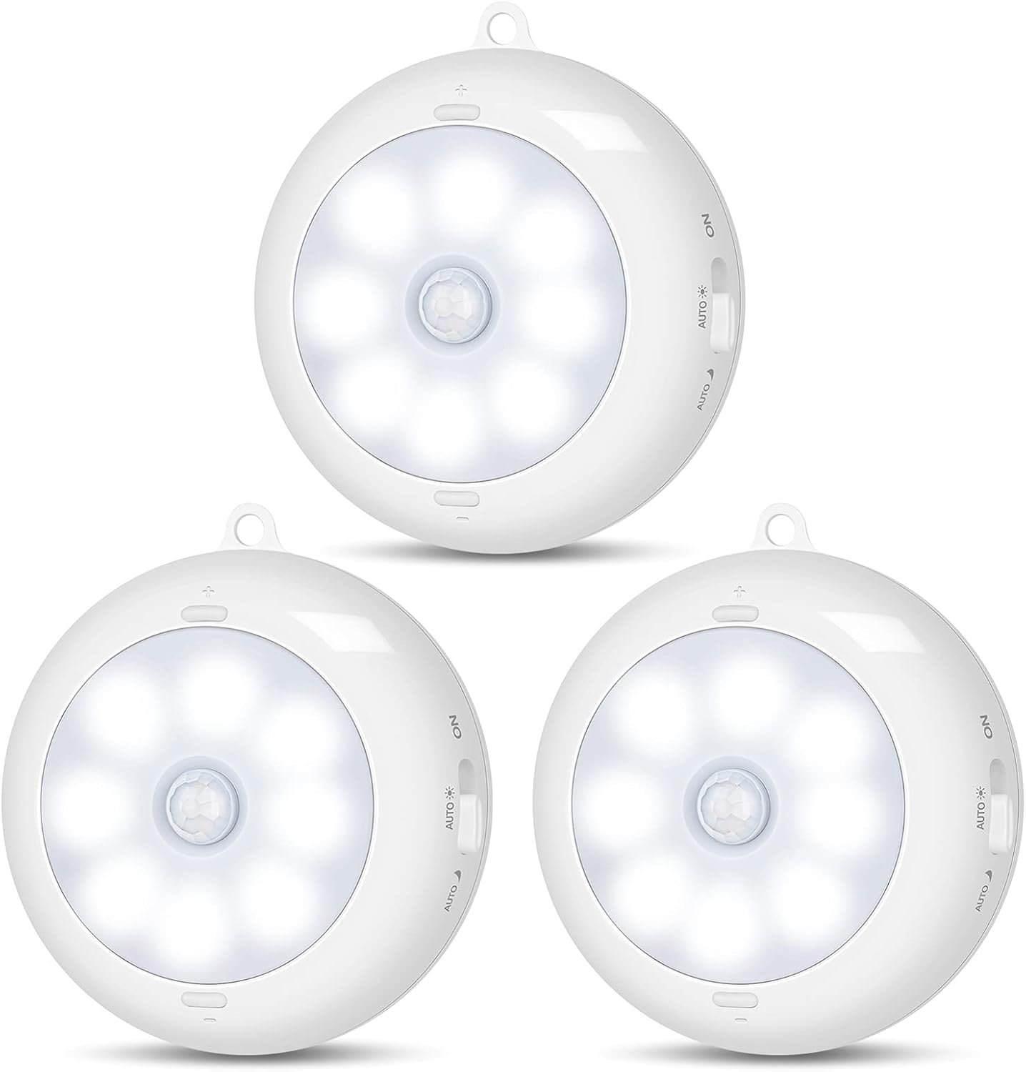 Motion Sensor Light Indoor, LED Night Light Closet Lights, Under Cabinet Lights, AA Battery Operated Stick on Wireless Puck Lights for Wall, Step, Stair, Dimmable (3 Pack)