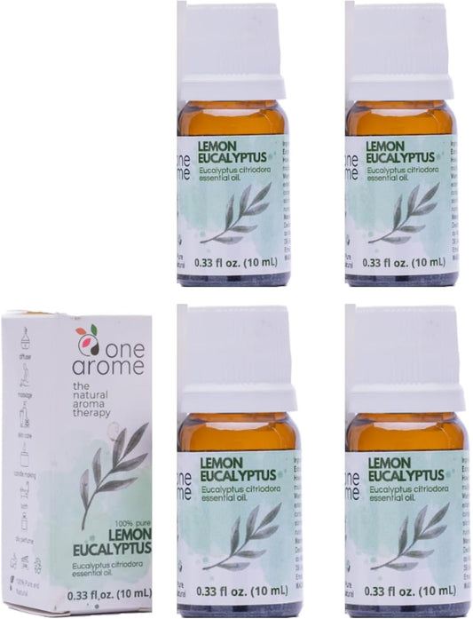 Lemon Eucalyptus Essential Oil (Corymbia Citriodora) – 100% Pure & Undiluted Citrus Aroma for Diffusers, Massage (Dilute) & DIY | Essential Oils for Humidifiers (Pack of 4 × 0.34 fl oz)