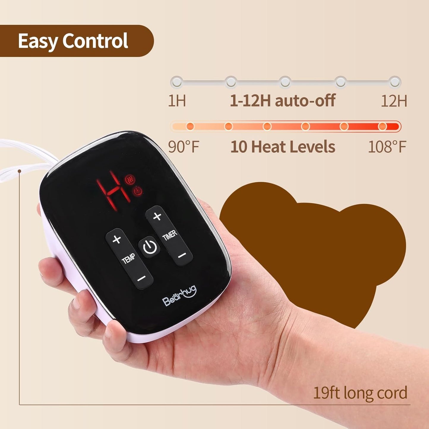 Bearhug Electric Blanket Full Size 77" x 84", 10 Heat Settings Heated Blanket, 1-12 Hour Auto Shut-Off, Faux Fur & Sherpa Dual-Sided Heating Blanket, Machine Washable, Gift-Ready Elegant Packaging