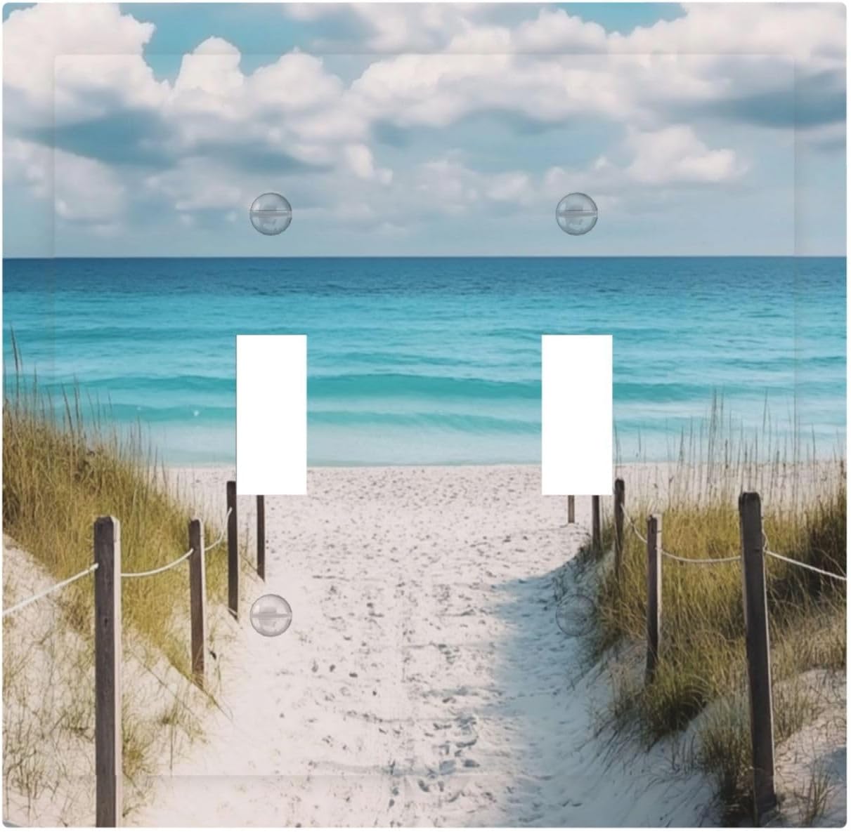 Decorative Light Switch Cover Plate Coastal Beach Ocean Seaside View 2 Gang Outlet Covers Double Toggle Wall Plates for Electrical Outlets Switch Plate Covers Faceplate for Bedroom Home Decor