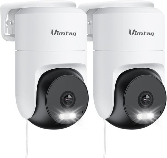 VIMTAG Cameras for Home Security, 2.5K Outdoor/Indoor Camera, 360° Pan/Tilt Outside House Surveillance for Pet/Dog/Nanny/Baby, Motion Tracking, Color Night Vision, 2-Way Audio, Cloud/SD Card Storage