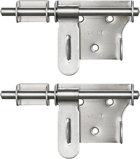 JQK Sliding Gate Latch 6 Inch, Thickening 304 Stainless Steel Barrel Bolt with Padlock Hole, Interior Door Latches Brushed Finish, 2 Pack